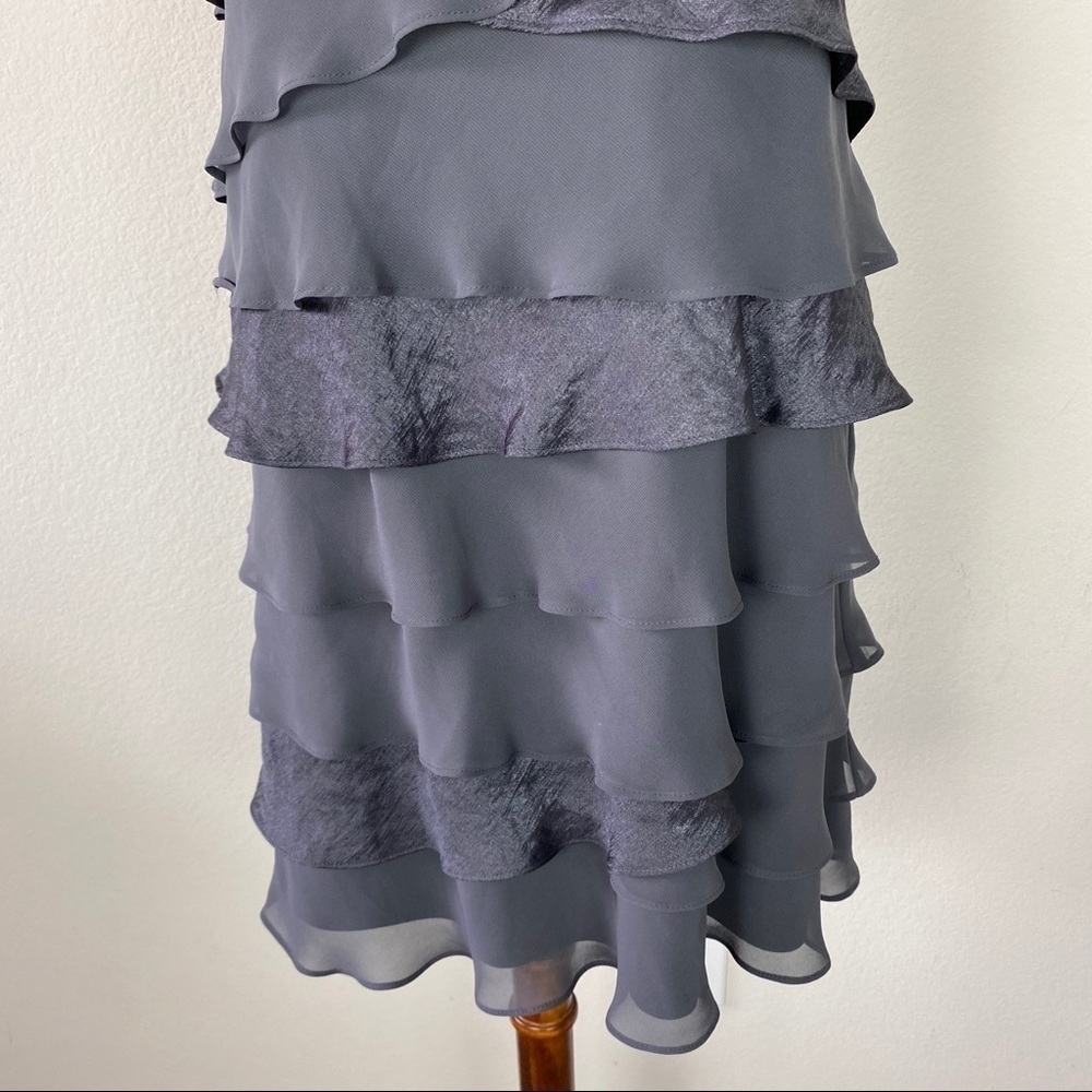 SL Fashions Evening Layered Dress Gray Size 16 - Picture 5 of 6